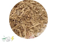 a pile of wood chips on a white background