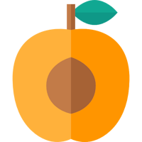 a peach icon on a white background