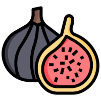 a fig and a slice of fig on a black background