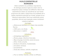 a flyer with the words huile essentielle romain