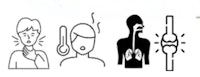 a black and white drawing of a person with a sneeze, a cough and a sneeze