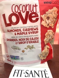 a bag of coconut love nuts on a table