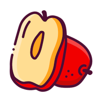 an apple with the letter o on it