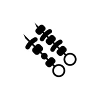 a black and white icon of a pair of fishing rods