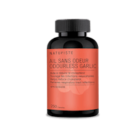 a bottle of all-natural odourless odourless garlic
